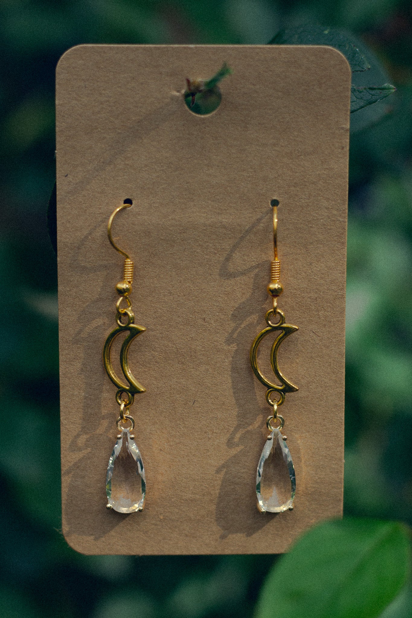 Gold Moon Drop Earrings